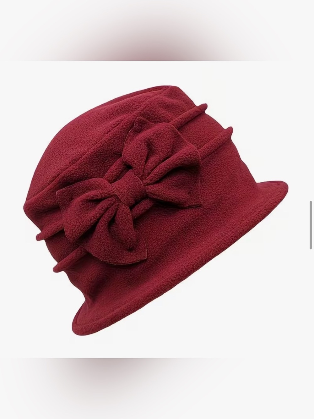 🥳 2 for $15 🥳 Women's Burgundy Bow Double-Layered Bucket Cloche Hat